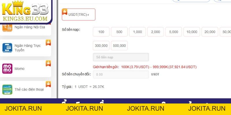 Quy trình rút tiền King33 siêu tốc, chỉ 1 phút là có tiền - JOKITA