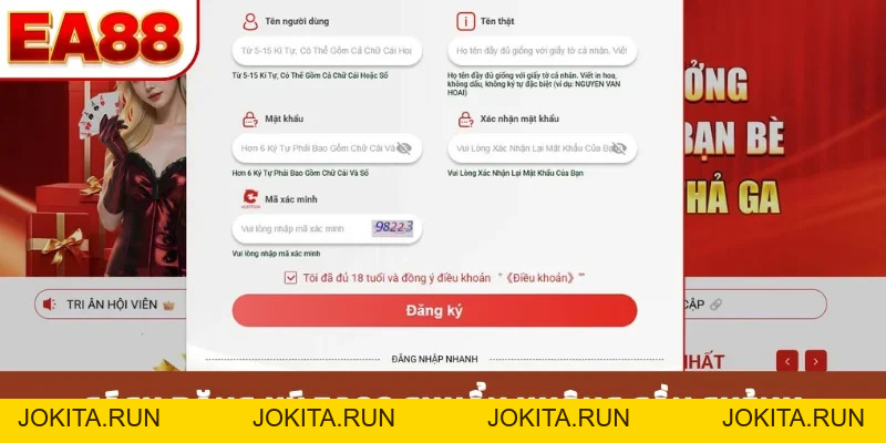 Hướng Dẫn Đăng Ký EA88 - 1 Phút Tạo Tài Khoản Thành Công - JOKITA