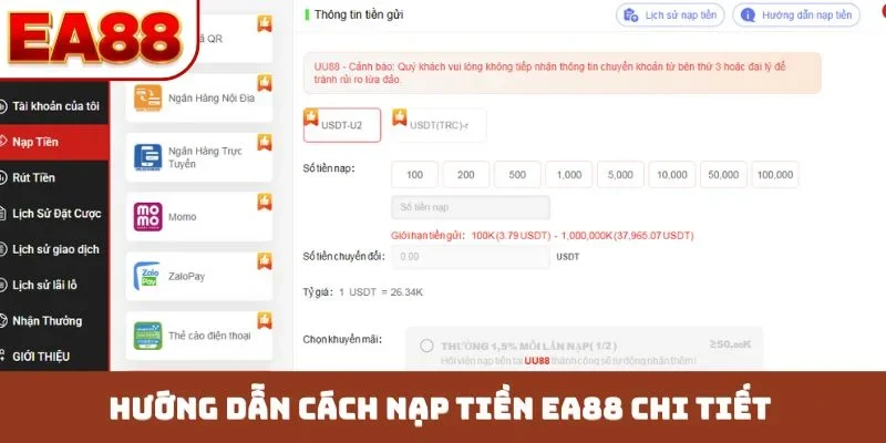 Hướng Dẫn Nạp Tiền EA88 - 7 Cổng Thanh Toán Siêu Tiện Lợi - JOKITA